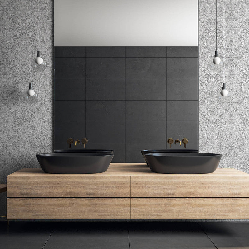 Brocade Wallpaper in Anthracite