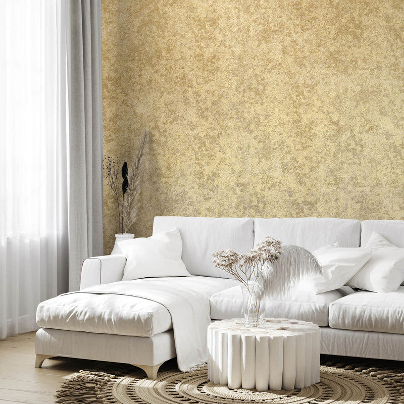 Satin Wallpaper in Ochre