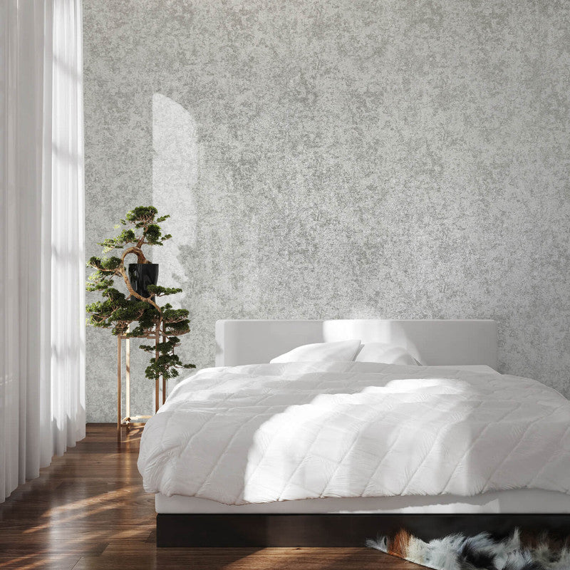 Satin Wallpaper in Warm Grey