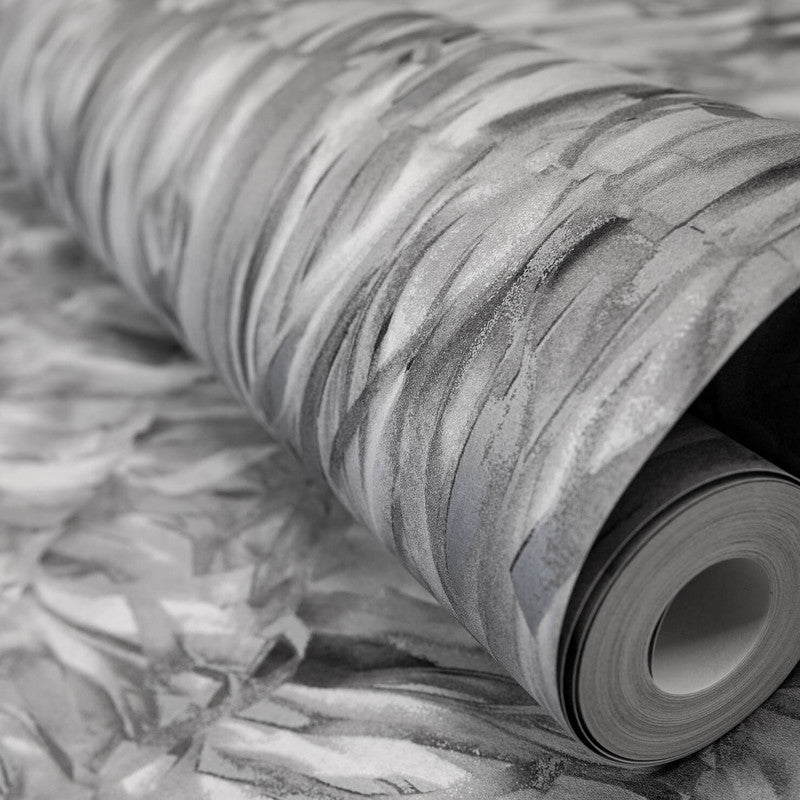 Calma Paper Strips Wallpaper in Black Cumin