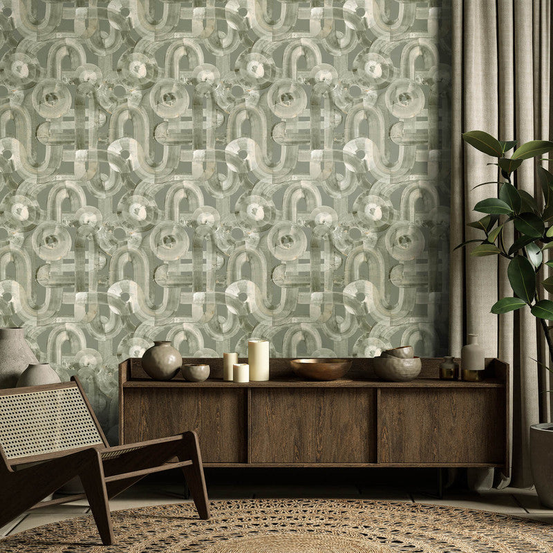 Penello Brush Dance Wallpaper in Sage