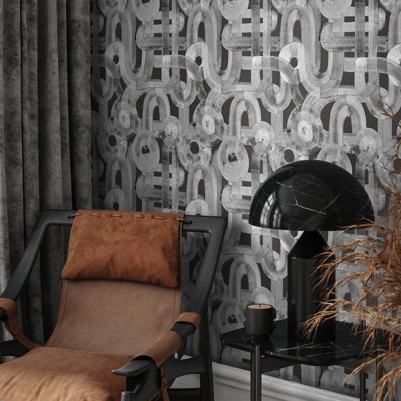 Penello Brush Dance Wallpaper in Black Cumin
