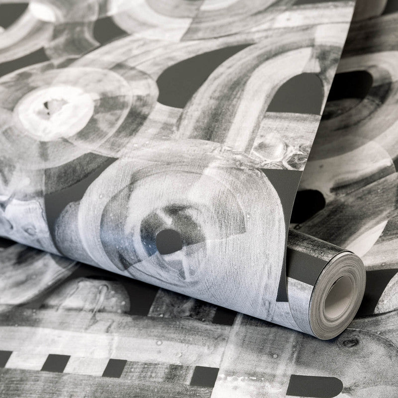 Penello Brush Dance Wallpaper in Black Cumin