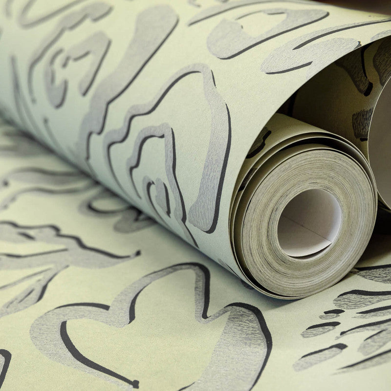 Fiore Operatic Flowers Wallpaper in Sage