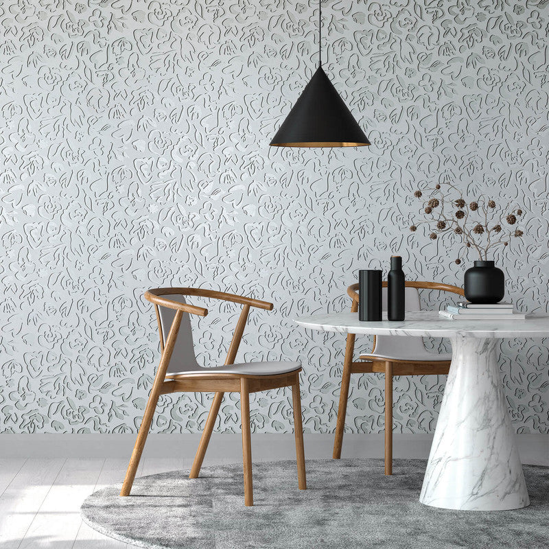 Fiore Operatic Flowers Wallpaper in Poppy Seed