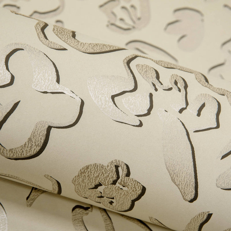 Fiore Operatic Flowers Wallpaper in Pine Nut