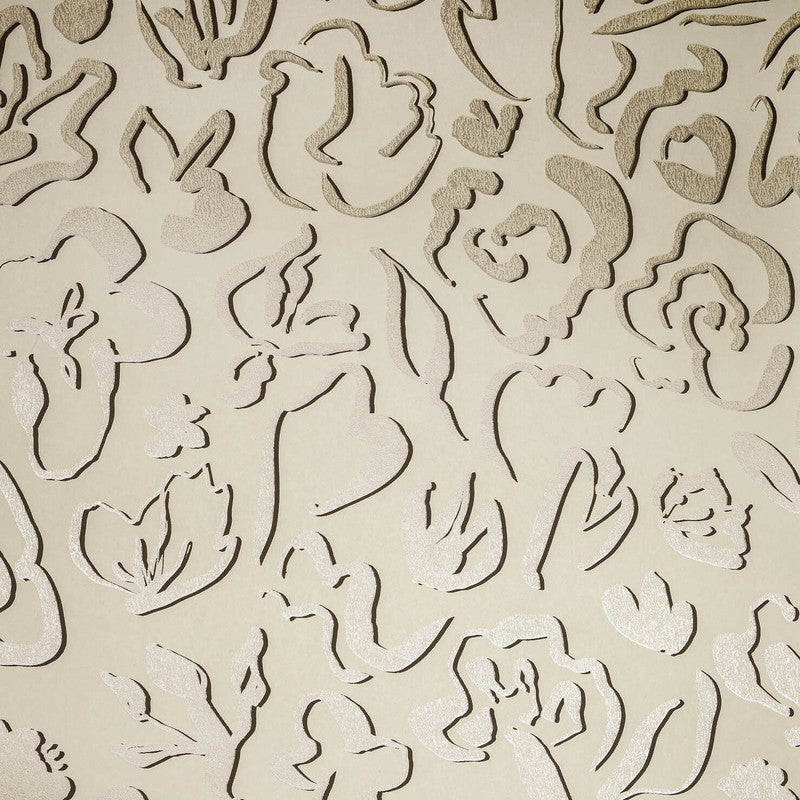 Sample Fiore Operatic Flowers Wallpaper in Pine Nut