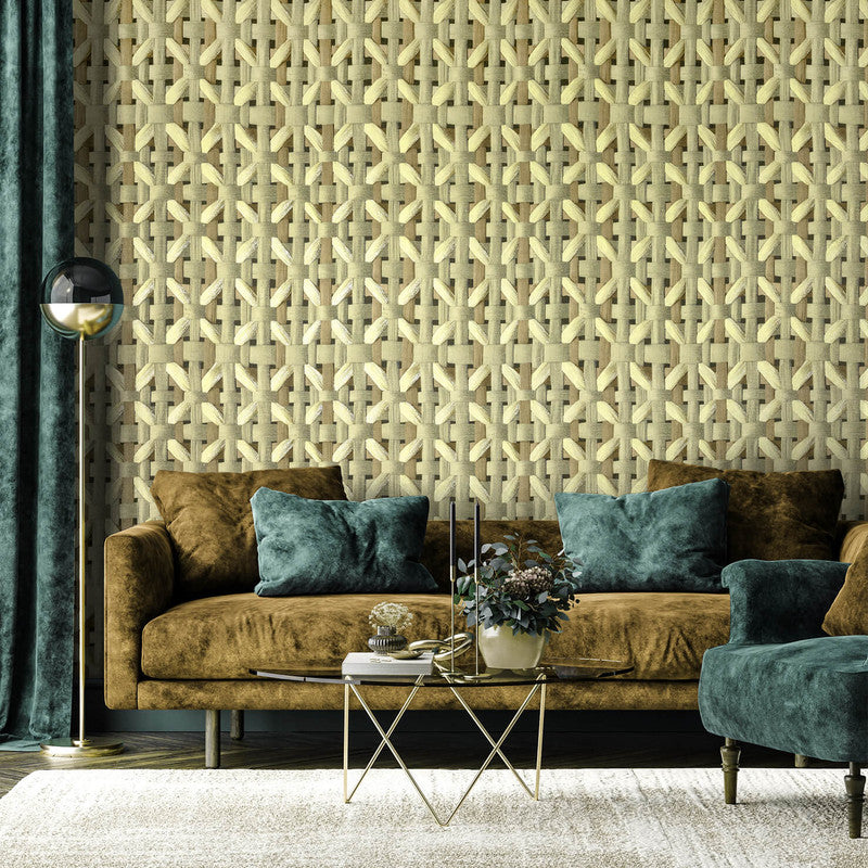 Seta Octagonal Honeycomb Wallpaper in Mustard