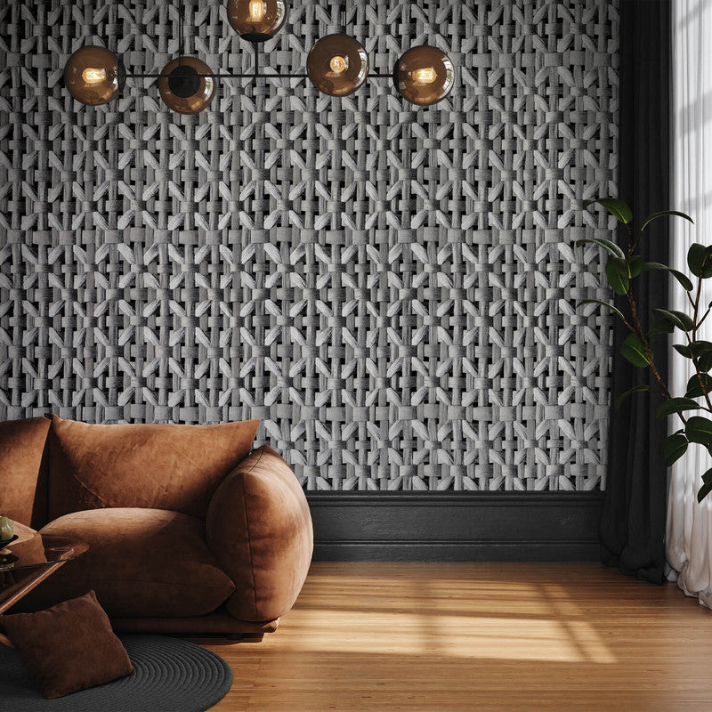 Seta Octagonal Honeycomb Wallpaper in Black Pepper
