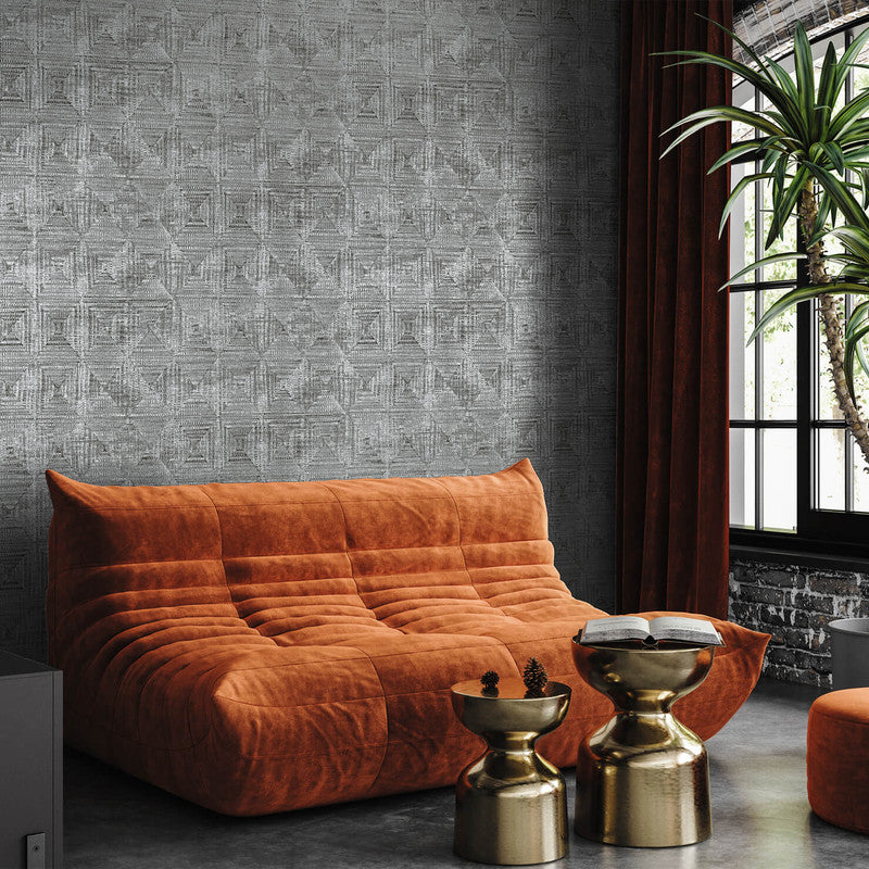 Raffia Wallpaper in Black Pepper