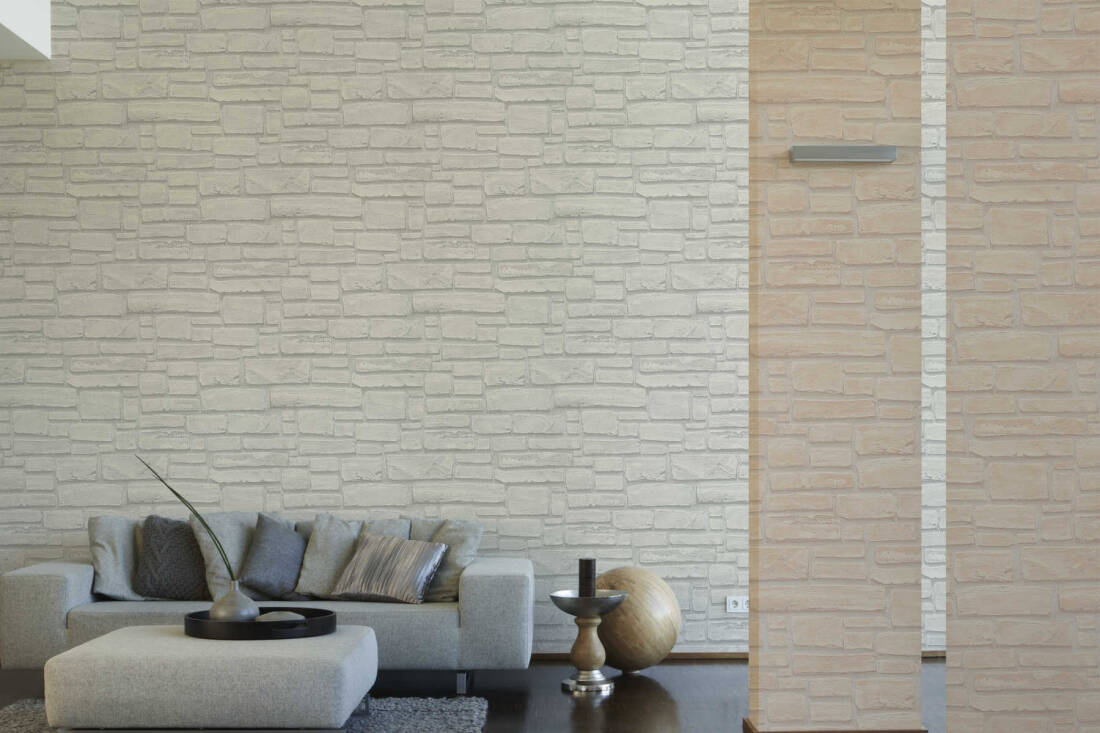 Cottage Brick Wallpaper in Grey