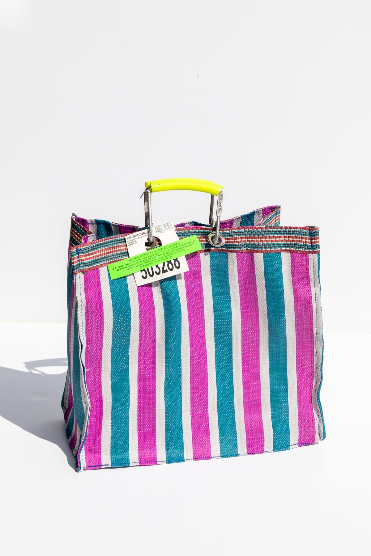 Recycled Plastic Stripe Bag Square By Puebco 503271 3