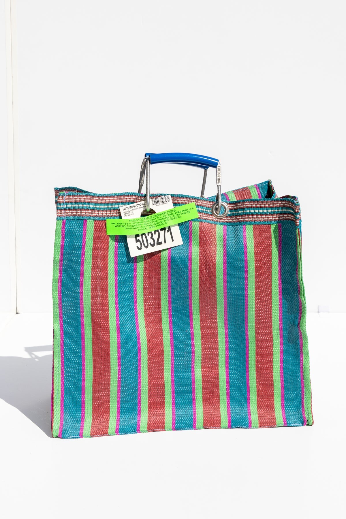 Recycled Plastic Stripe Bag Square By Puebco 503271 2