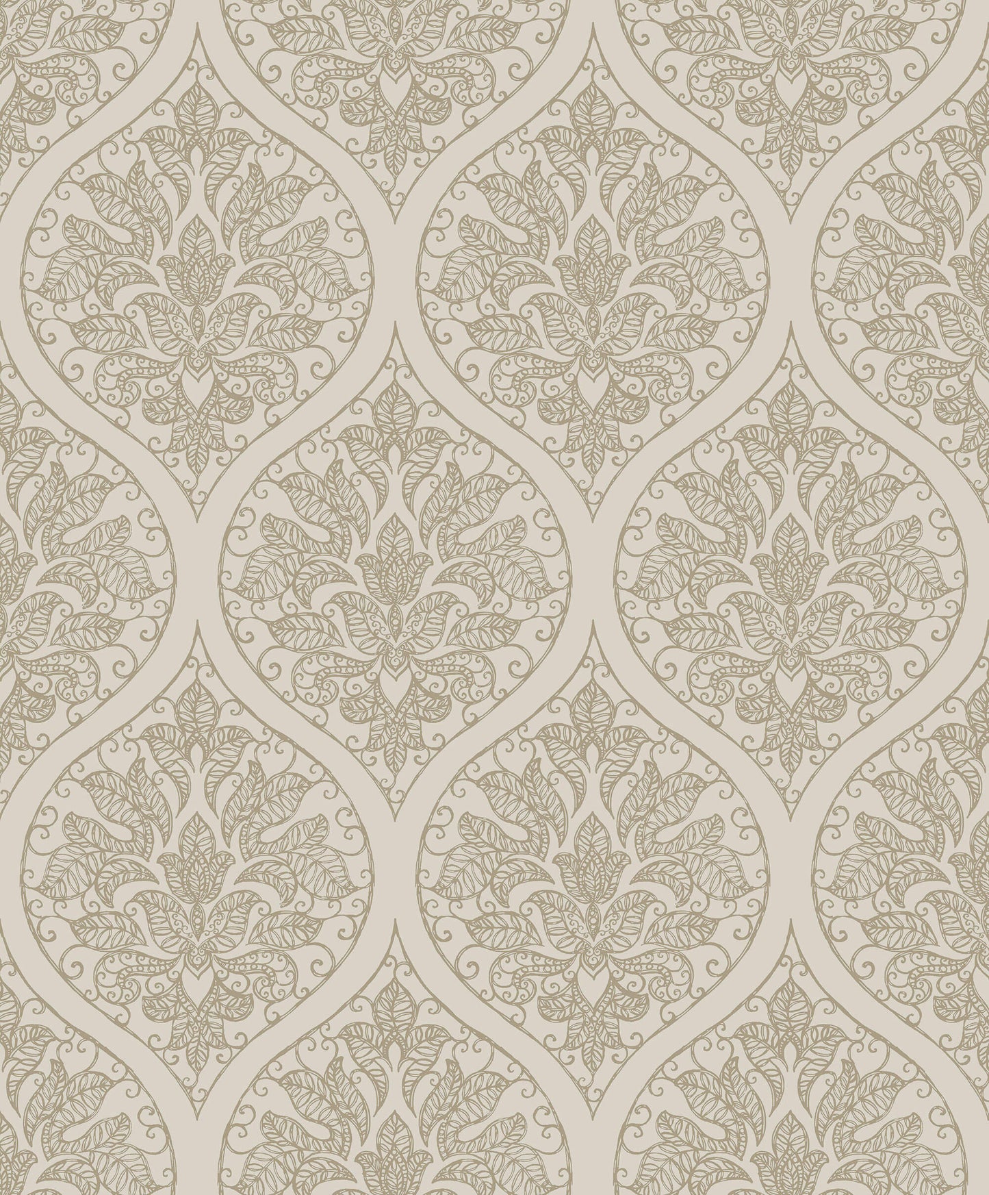 Emporium Ogee Cream/Gold from the Emporium Collection by Galerie Wallcoverings