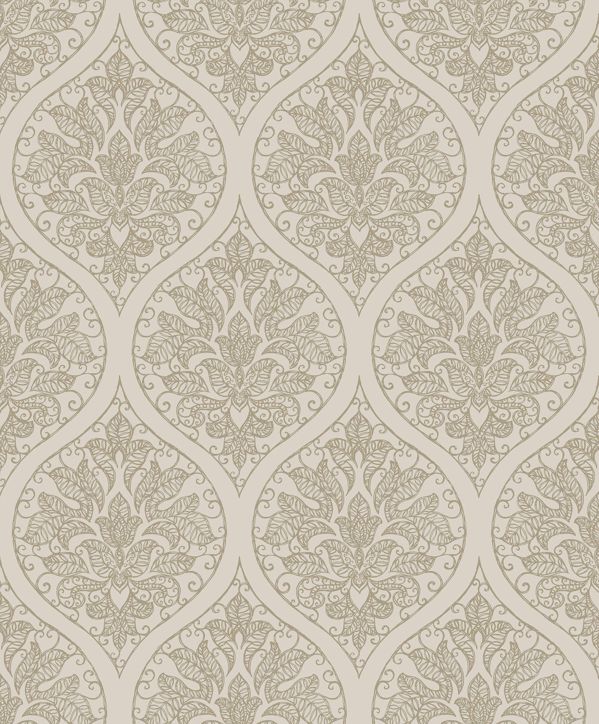 Emporium Ogee Cream/Gold from the Emporium Collection by Galerie Wallcoverings