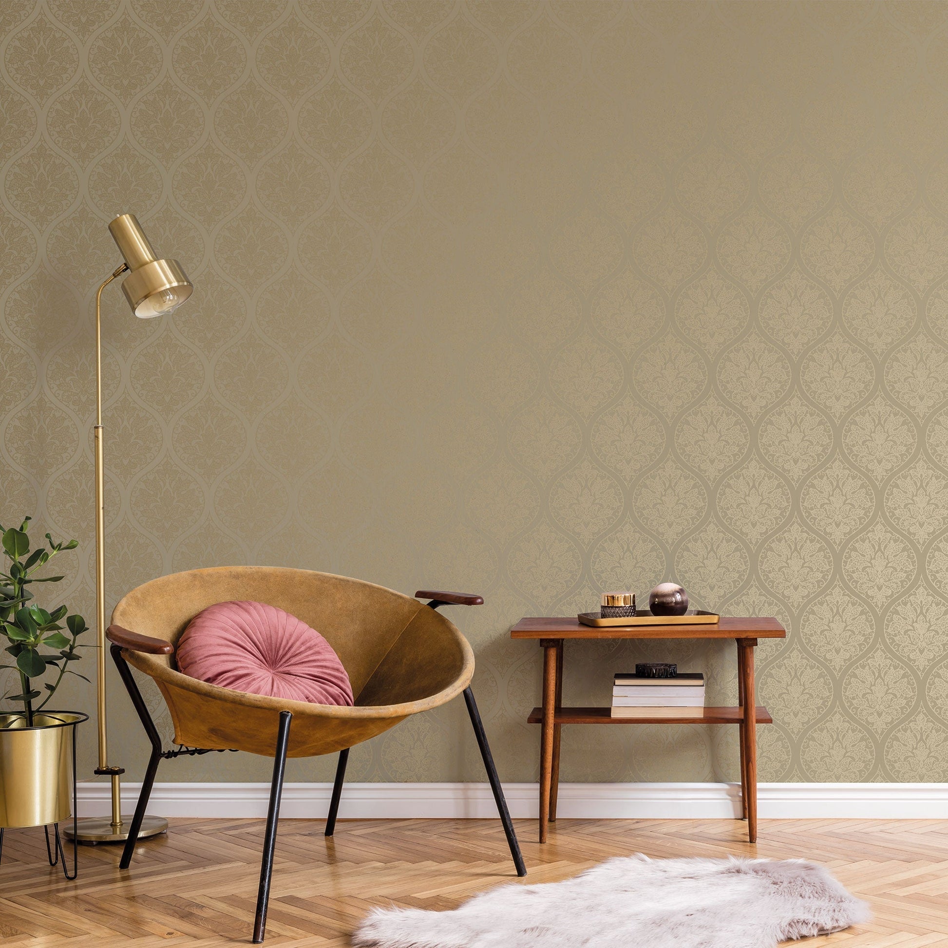 Emporium Ogee Gold from the Emporium Collection by Galerie Wallcoverings
