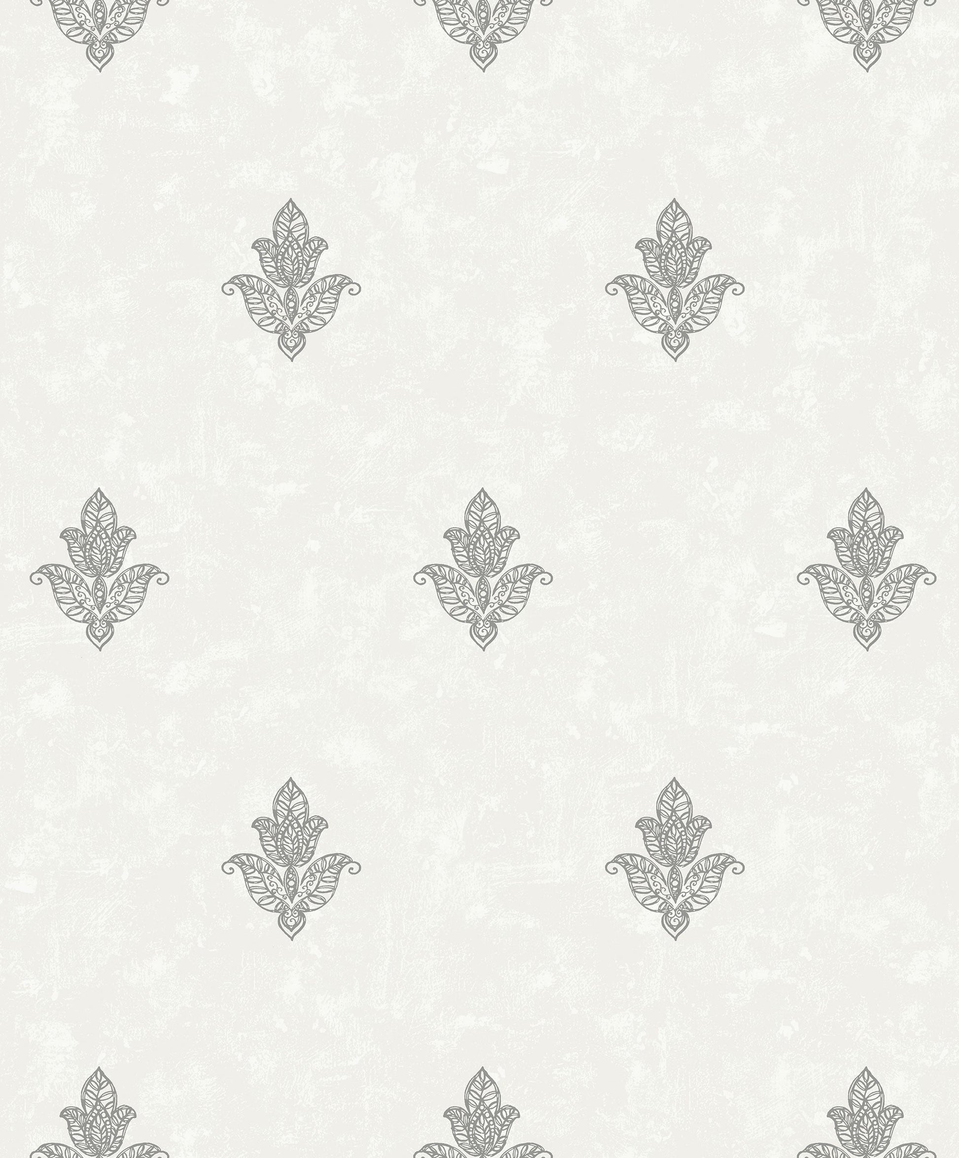 Mehndi Motif Cream/Silver from the Emporium Collection by Galerie Wallcoverings