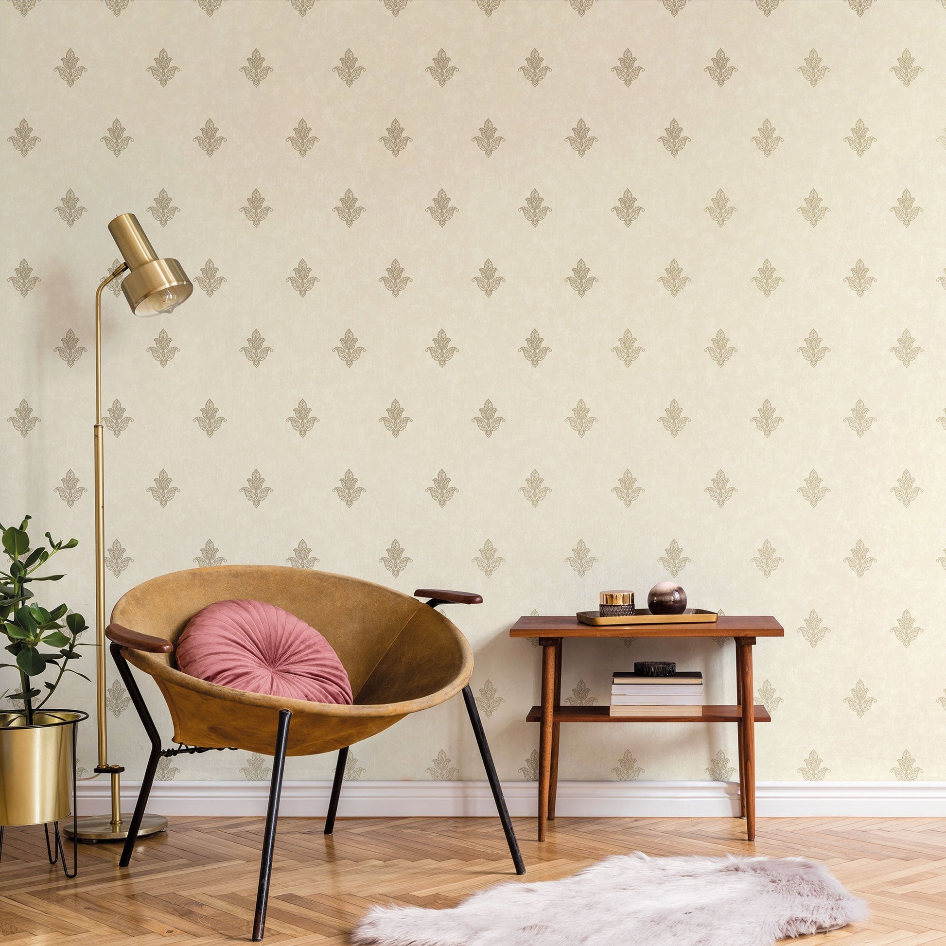 Mehndi Motif Cream/Gold from the Emporium Collection by Galerie Wallcoverings