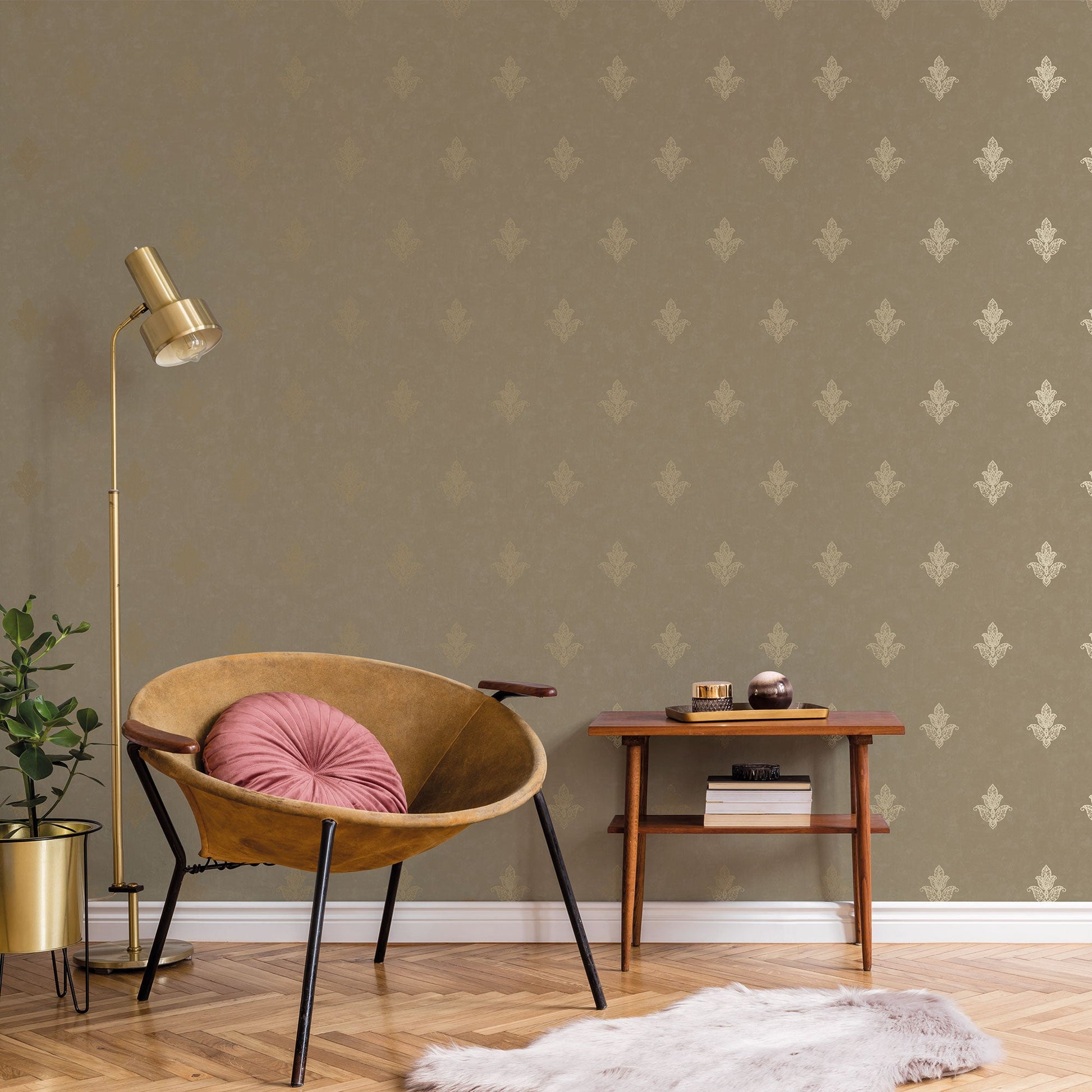Mehndi Motif Gold from the Emporium Collection by Galerie Wallcoverings