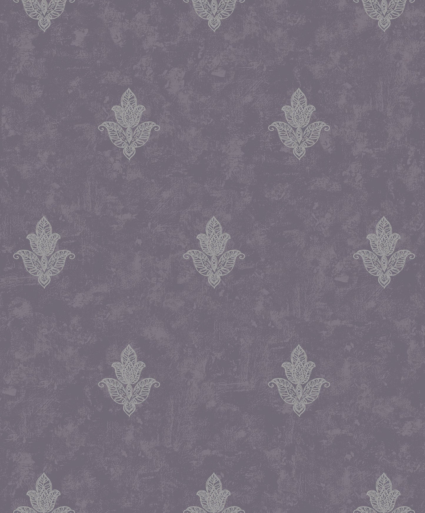 Mehndi Motif Purple/Silver from the Emporium Collection by Galerie Wallcoverings