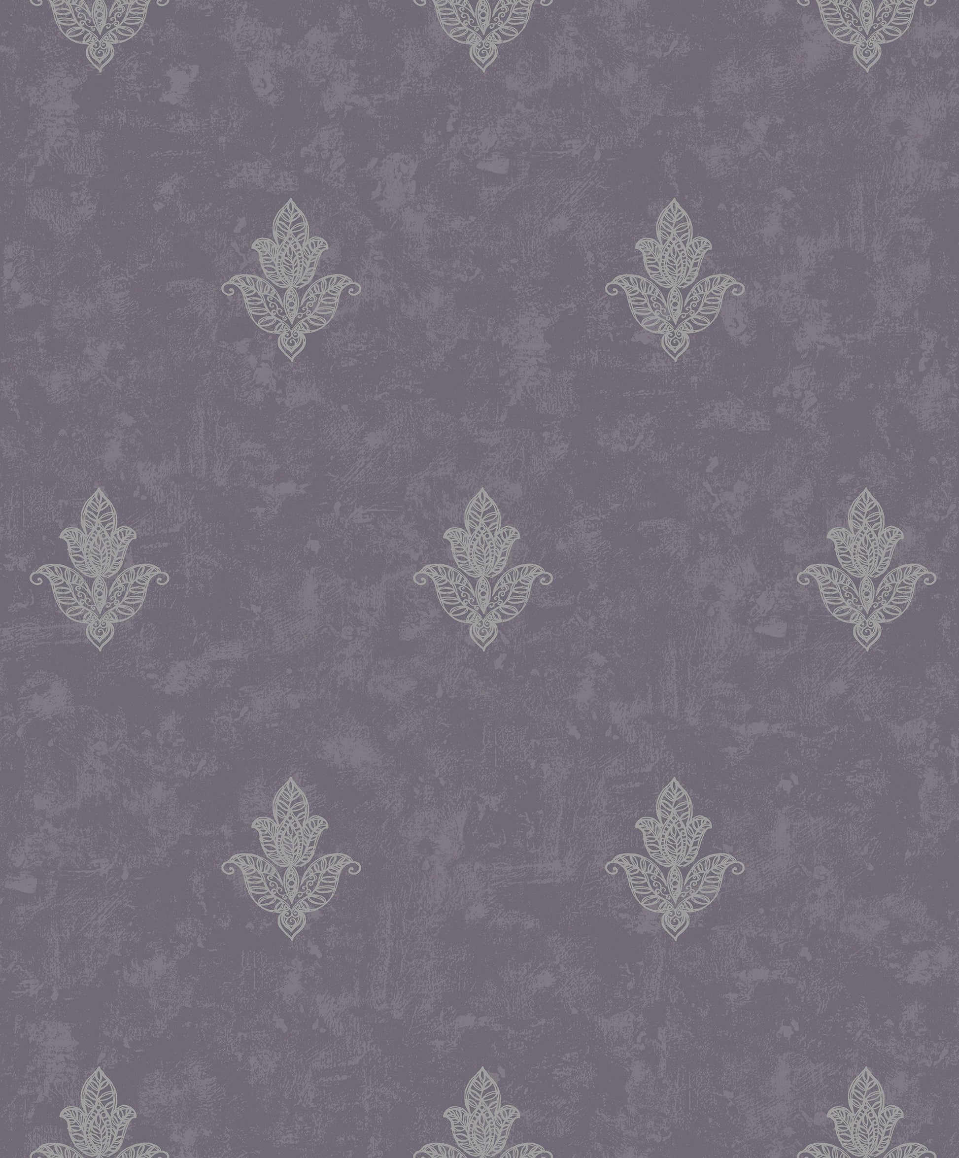 Mehndi Motif Purple/Silver from the Emporium Collection by Galerie Wallcoverings