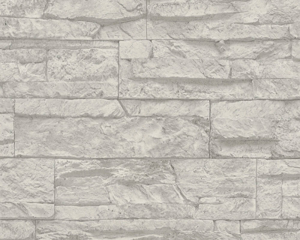 Flat Stone Wallpaper in Grey/White