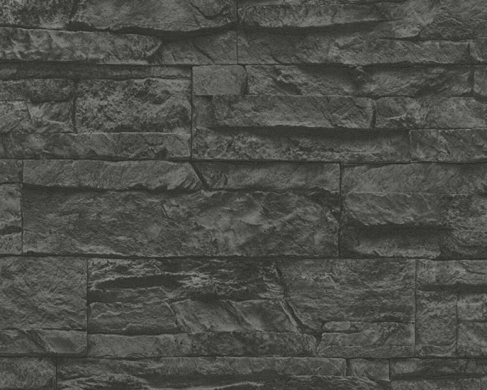 Flat Stone Wallpaper in Black/Grey