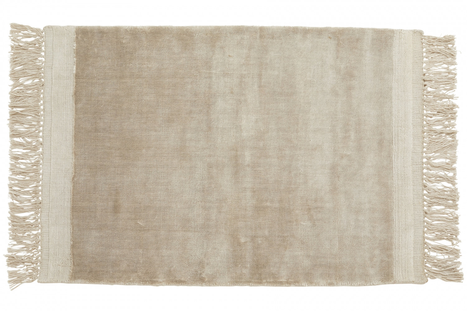 filuca shiny beige carpet with fringe 1