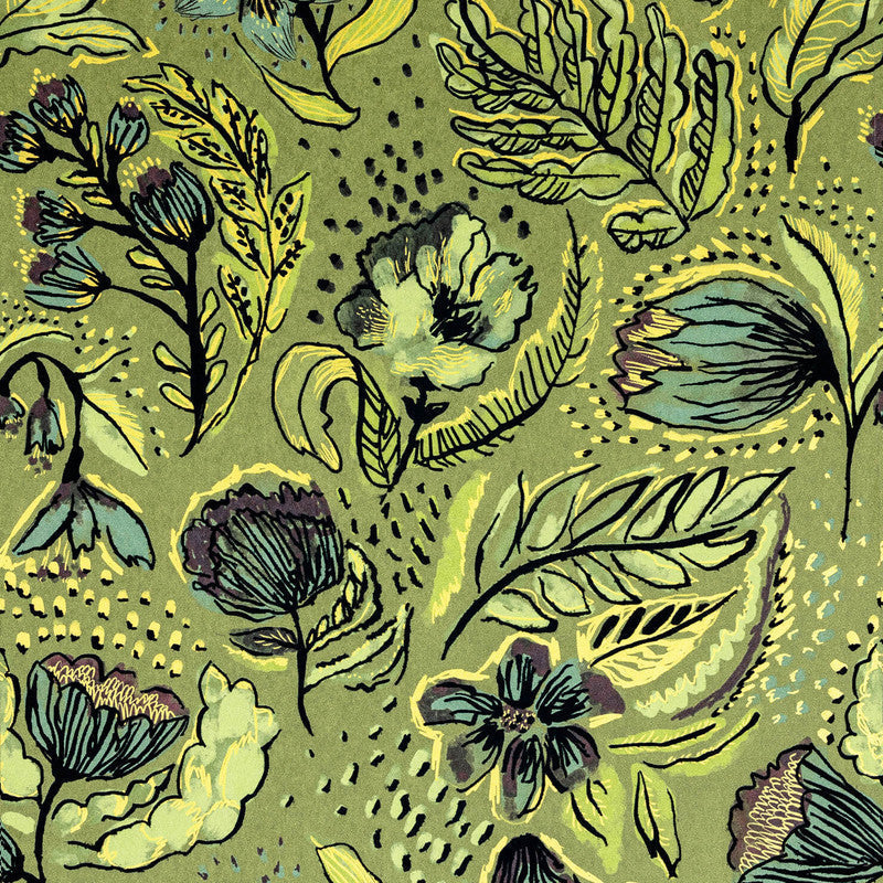 Felice Wild Garden Wallpaper in Green Pepper