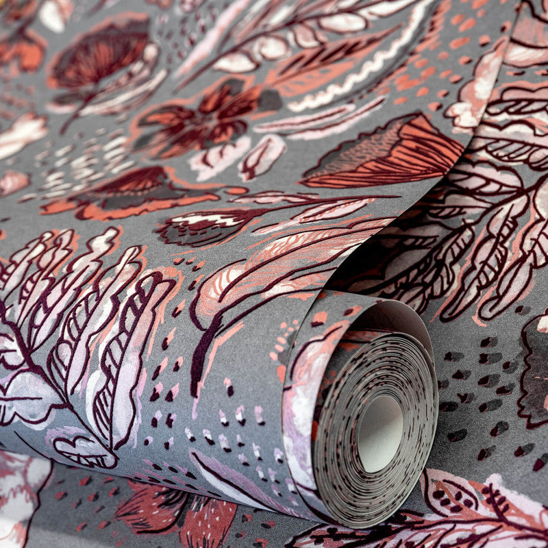 Felice Wild Garden Wallpaper in Chili