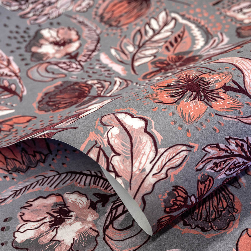 Felice Wild Garden Wallpaper in Chili