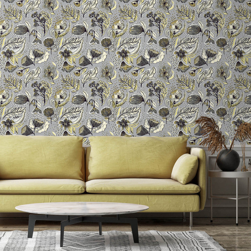 Felice Wild Garden Wallpaper in Mustard