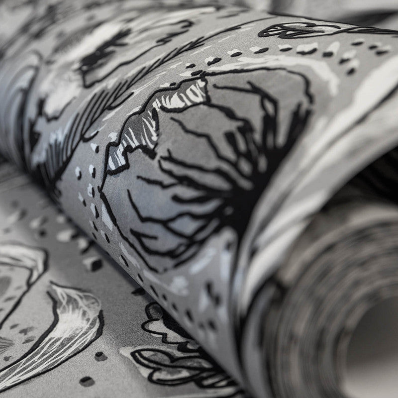 Felice Wild Garden Wallpaper in Black Cumin