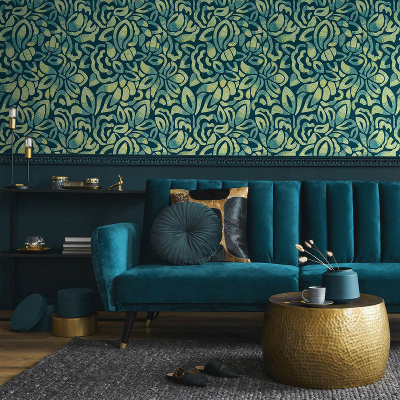 Lana Brussels Lace Wallpaper in Green Pepper