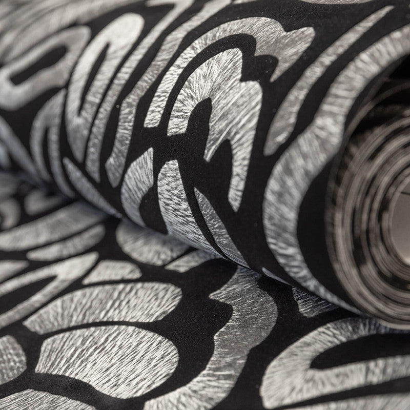 Lana Brussels Lace Wallpaper in Black Pepper