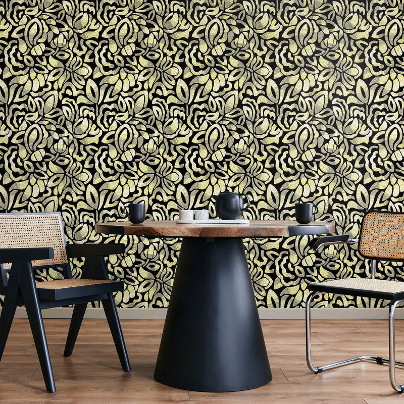 Lana Brussels Lace Wallpaper in Mustard