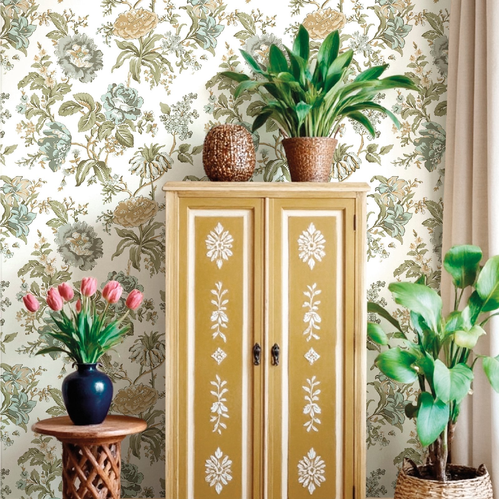 Blooming Garden Oriente Garden In Blue Galerie Wallcoverings 8305 2