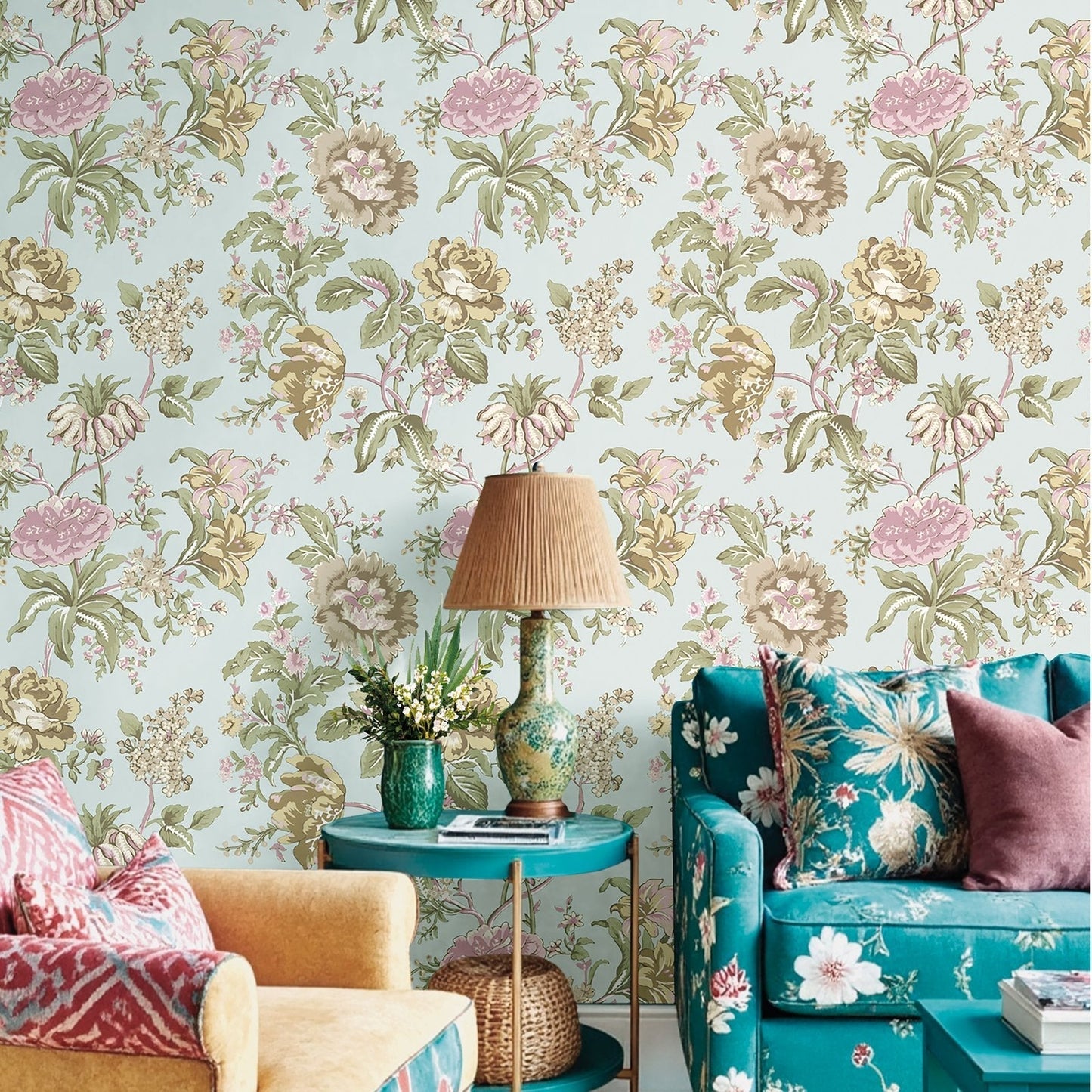 Blooming Garden Oriente Garden In Blue Galerie Wallcoverings 8307 2
