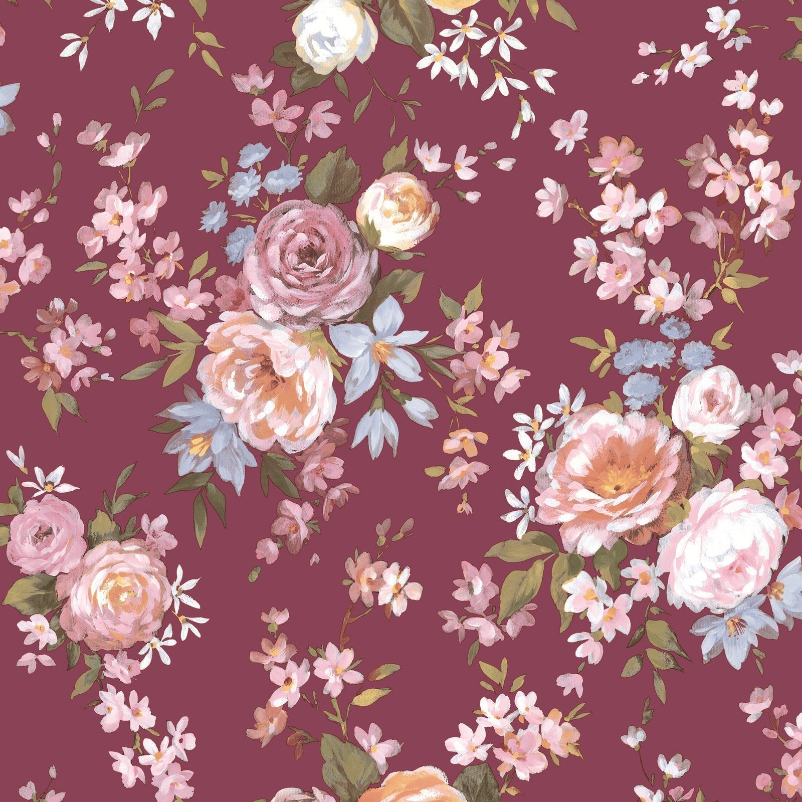 Blooming Garden Rose Victoria Garden In Red Galerie Wallcoverings 8312 1