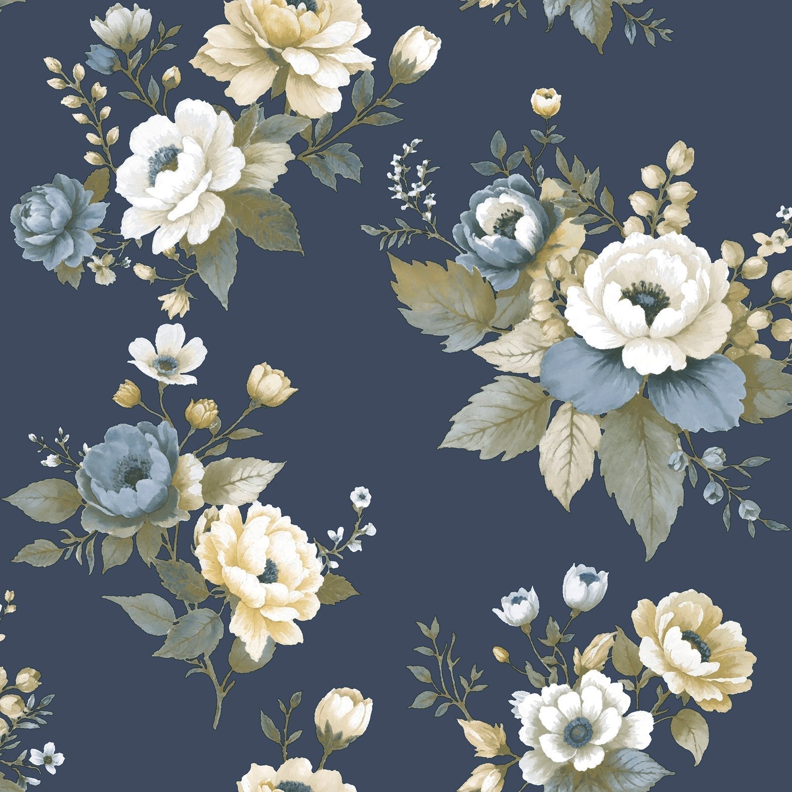 Blooming Garden Vintage Garden In Blue Galerie Wallcoverings 8332 1