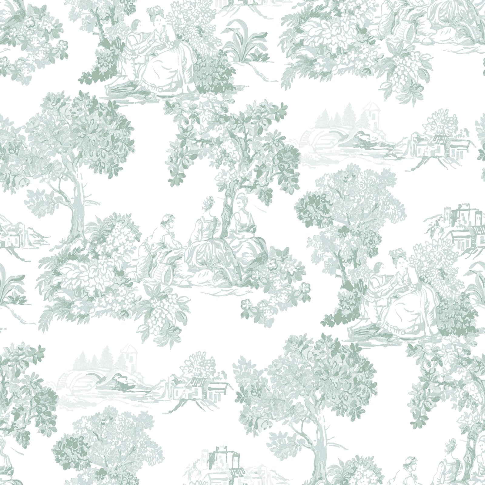 Blooming Garden Toile Garden In Blue Galerie Wallcoverings 8341 1