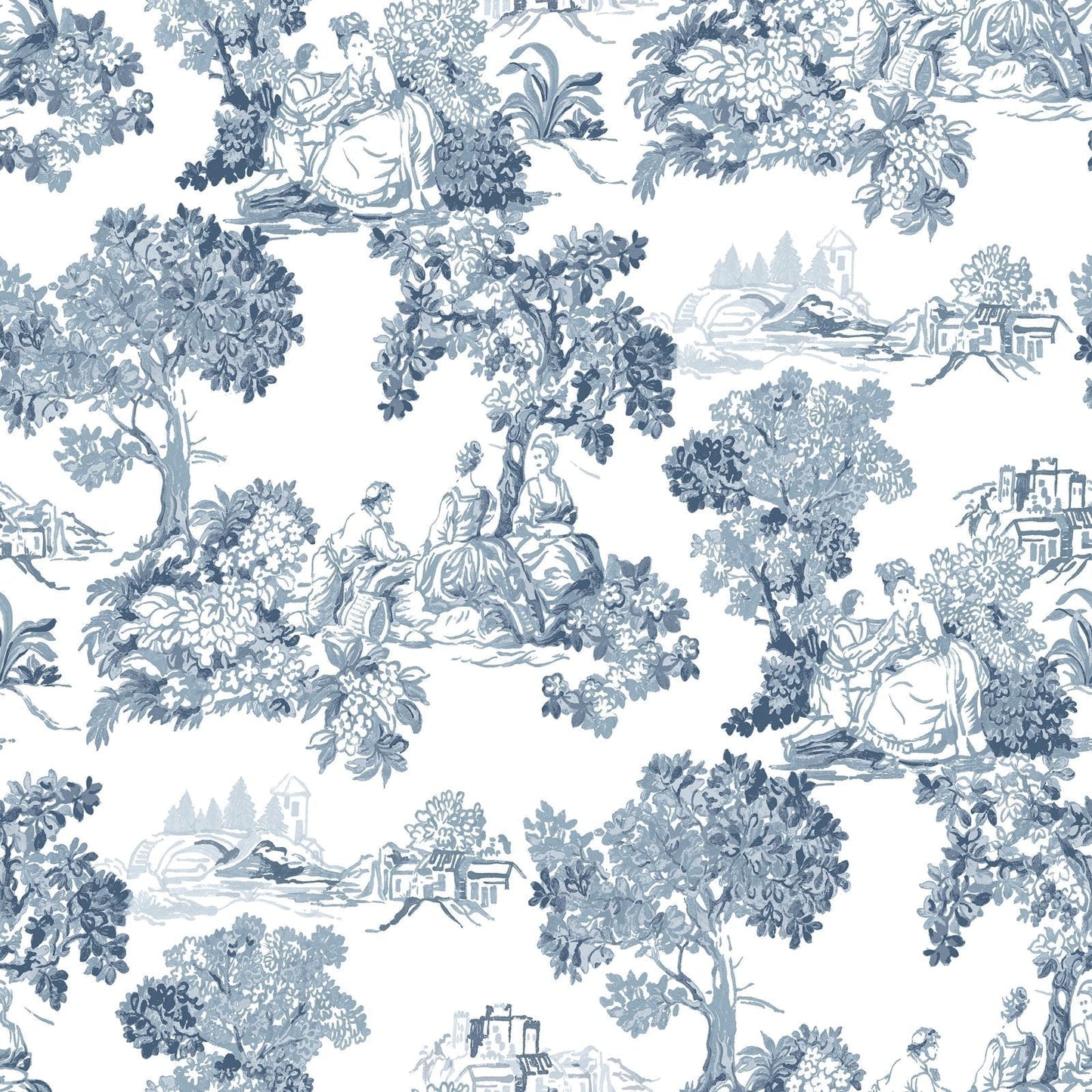 Blooming Garden Toile Garden In Blue Galerie Wallcoverings 8342 1