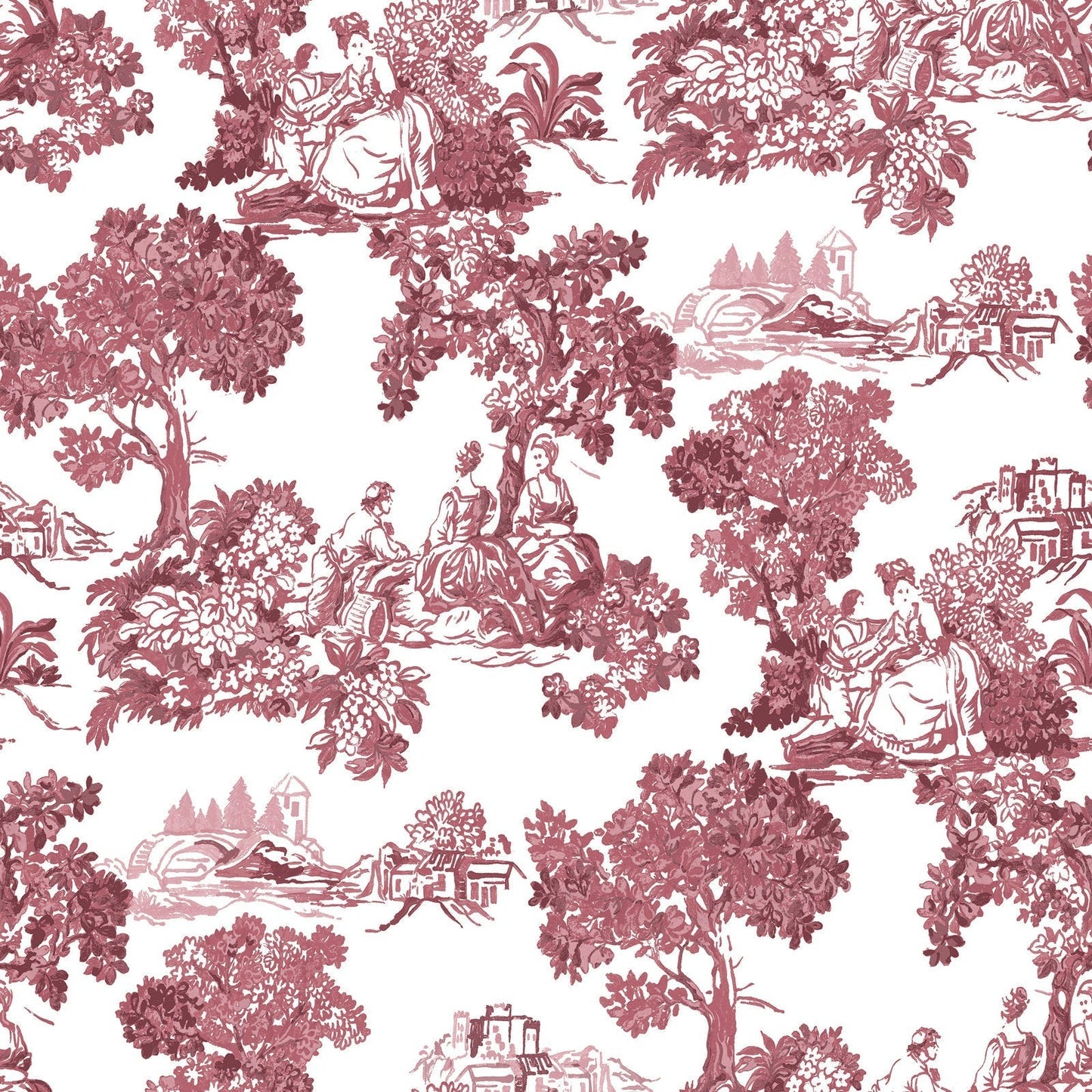 Blooming Garden Toile Garden In Red Galerie Wallcoverings 8343 1