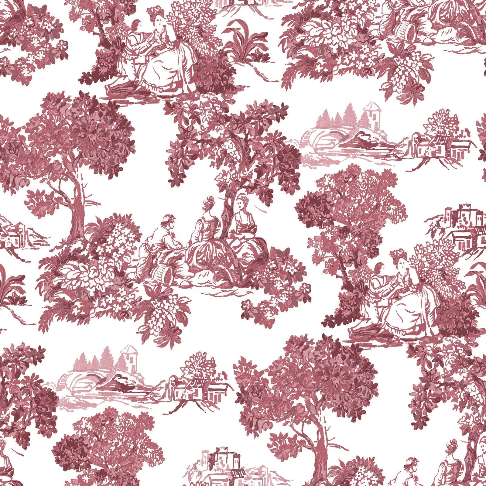 Blooming Garden Toile Garden In Red Galerie Wallcoverings 8343 1