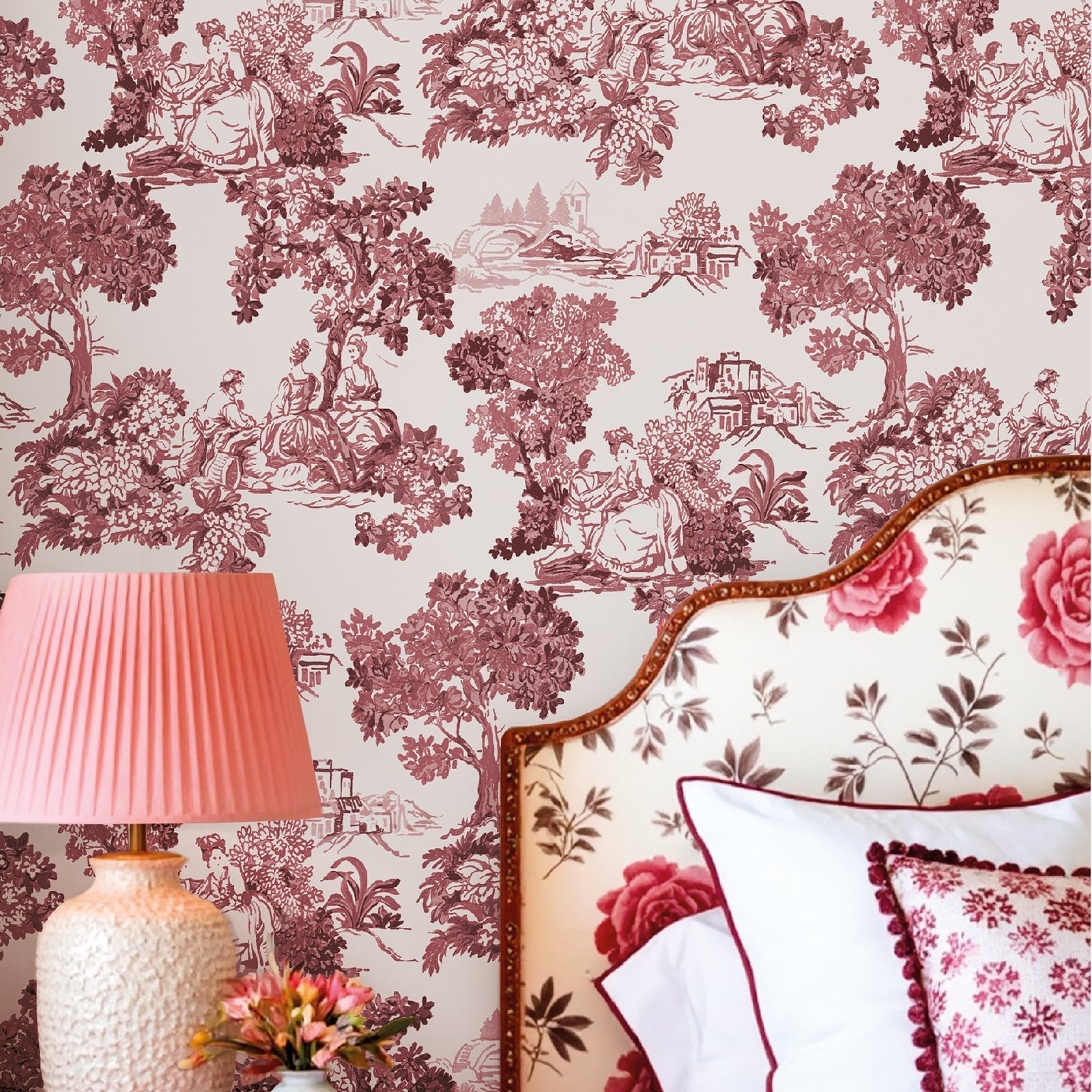 Blooming Garden Toile Garden In Red Galerie Wallcoverings 8343 2