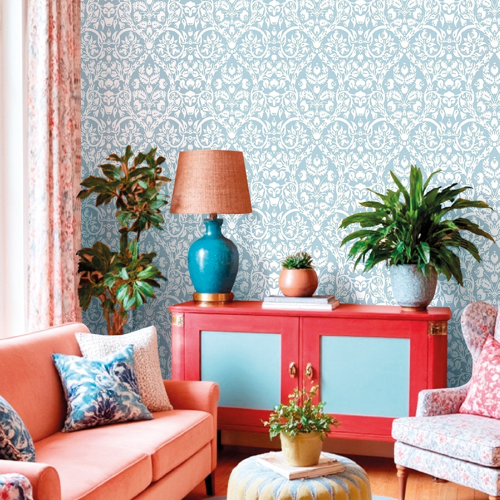 Blooming Garden Damasco Garden In Blue Galerie Wallcoverings 8349 2