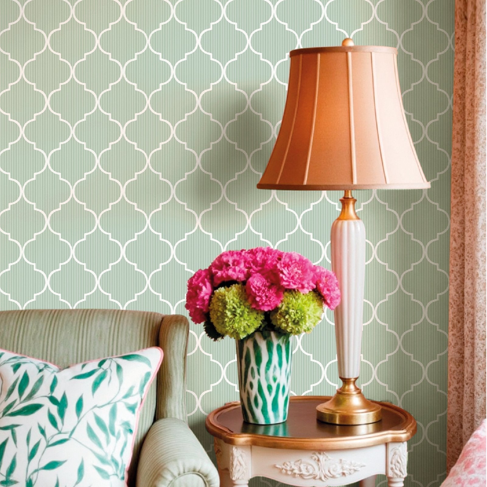 Blooming Garden Cancello Green In Green Galerie Wallcoverings 8378 2
