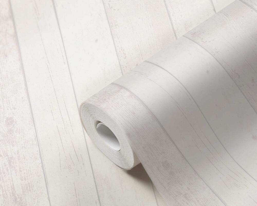 Cottage Wood Planks Wallpaper in Grey/White