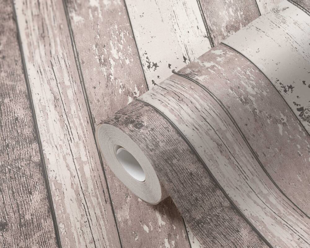 Cottage Wood Planks Wallpaper in Brown/Cream