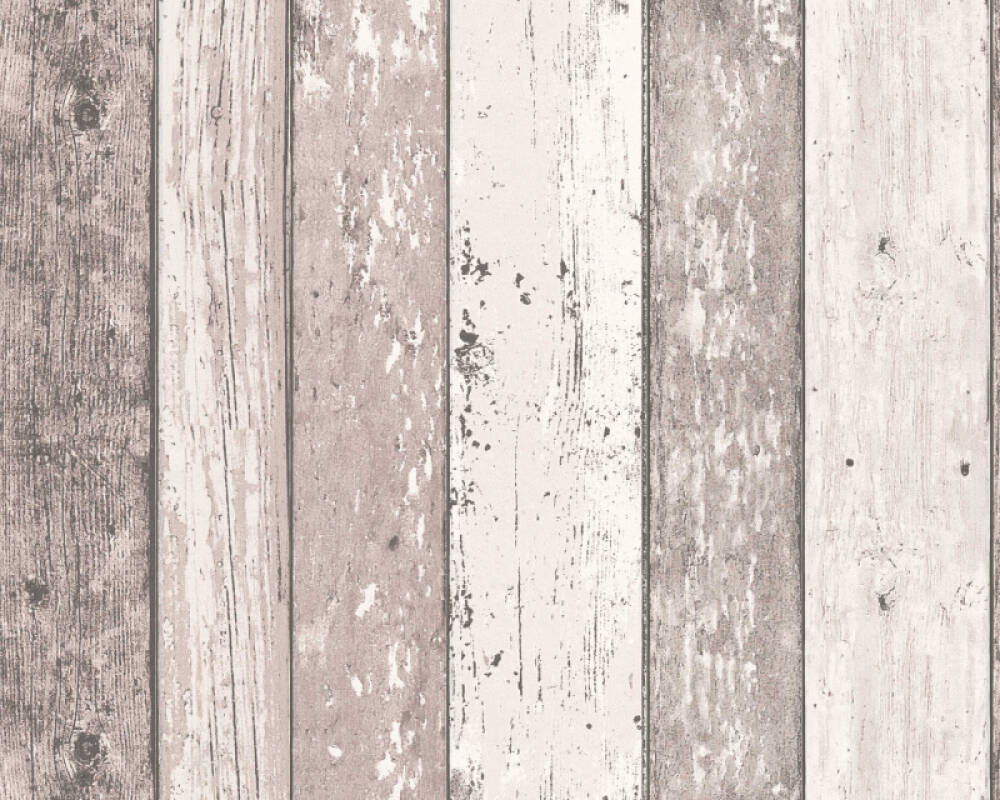 Cottage Wood Planks Wallpaper in Brown/Cream